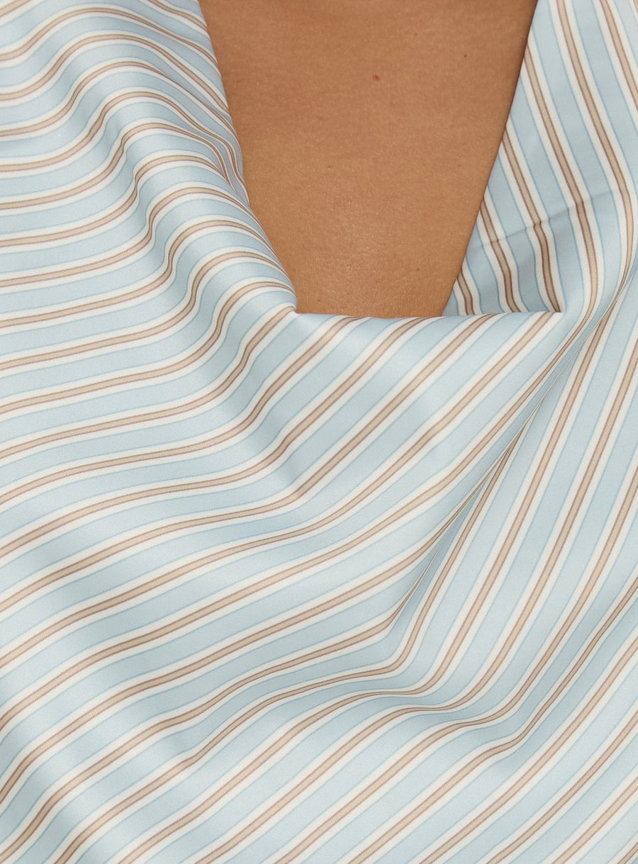 Ilise Halter Cowl Neck Mini Dress Blue Stripe · photo 5