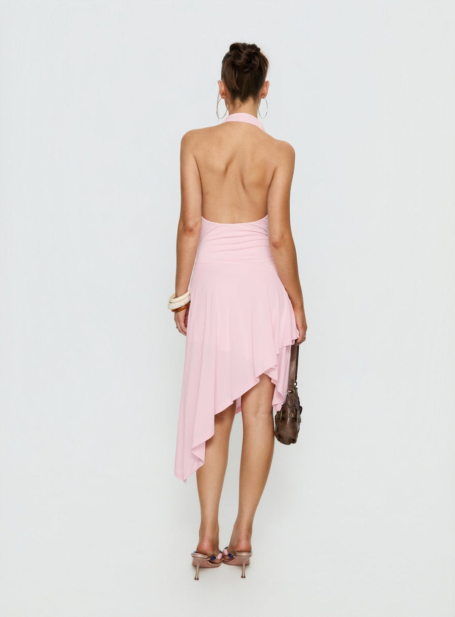 Yesina Halter Jersey Midi Dress Pink · photo 5