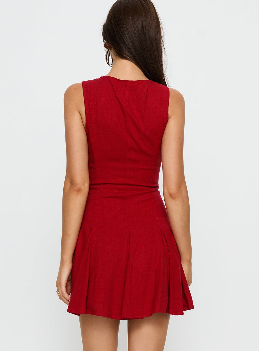 Aeryn Tie Front Mini Dress Red · photo 4