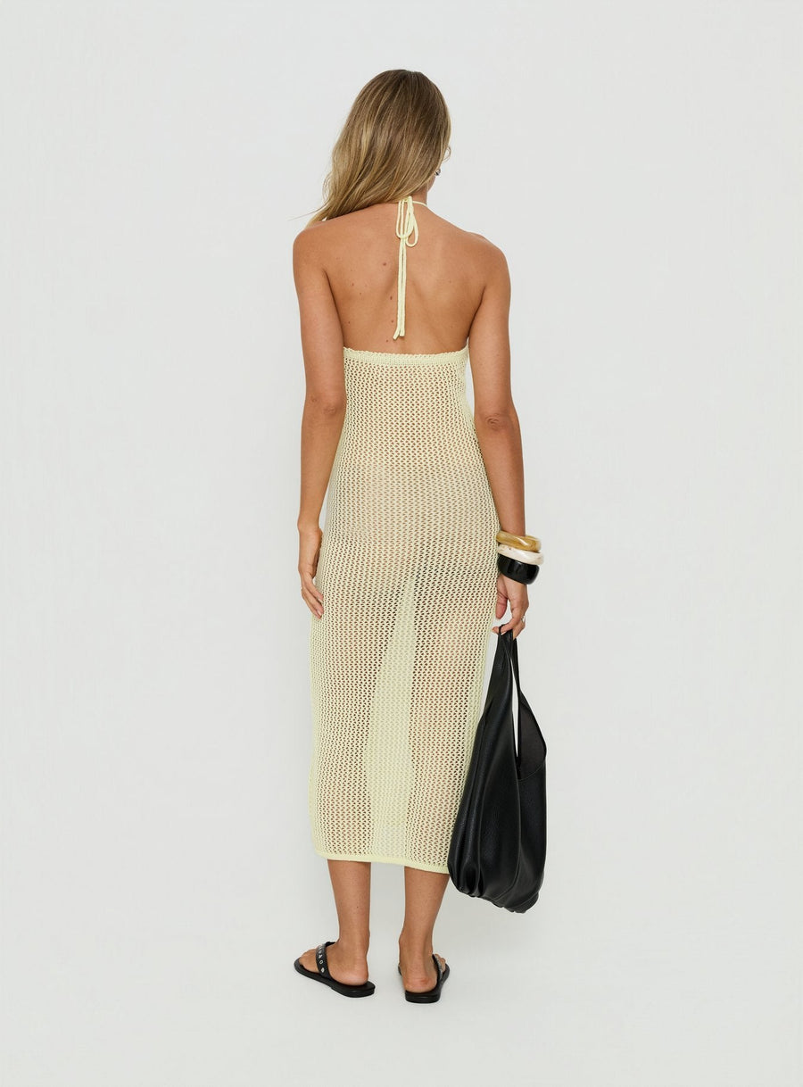Sebelle Halter Crochet Maxi Dress Yellow · photo 5