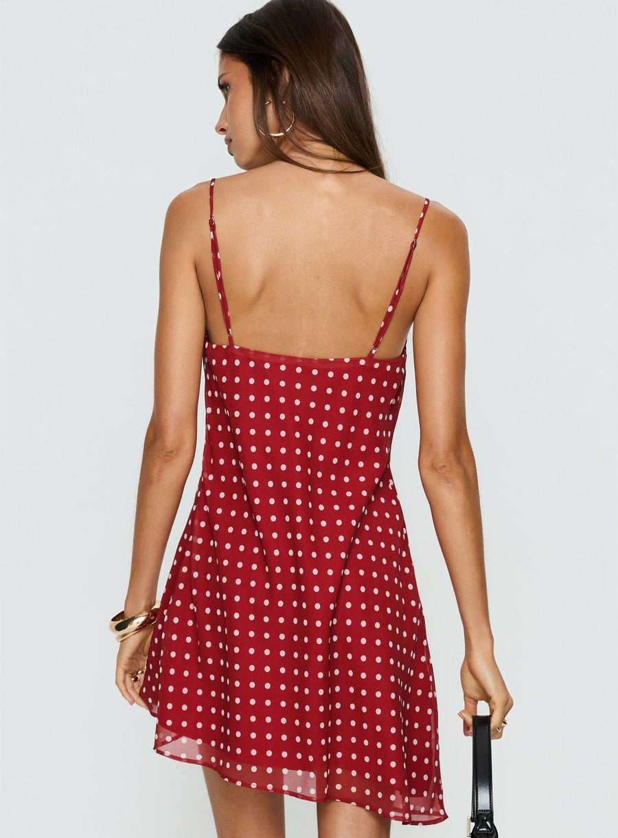 Elisabetta Mini Dress Burgundy Polka Dot · photo 5