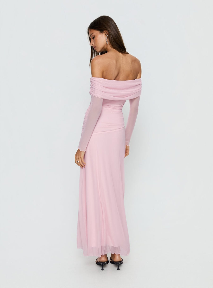 Emorissa Off Shoulder Long Sleeve Maxi Dress Soft Pink · photo 5