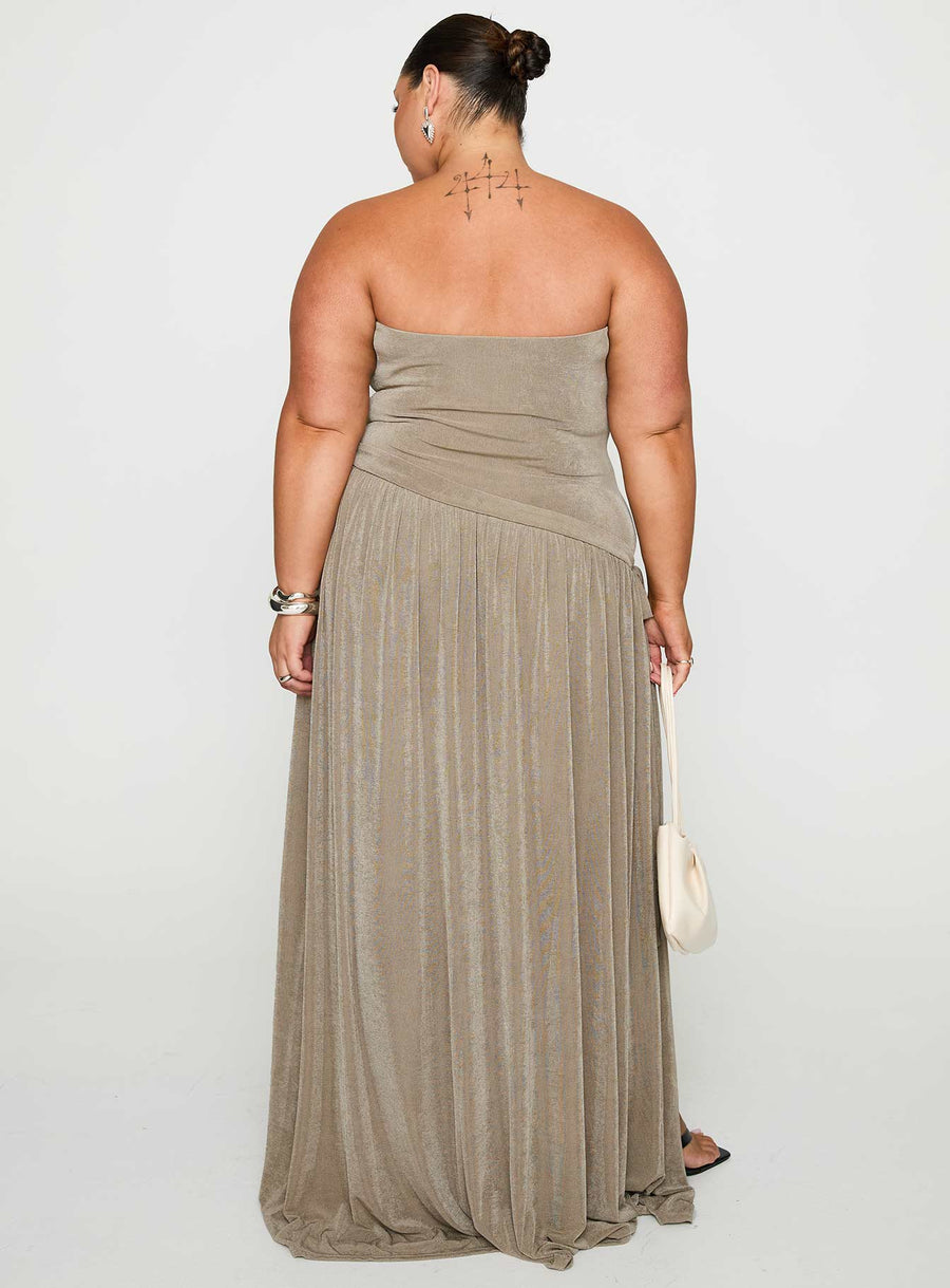 Inka Strapless Maxi Dress Taupe Curve · photo 5