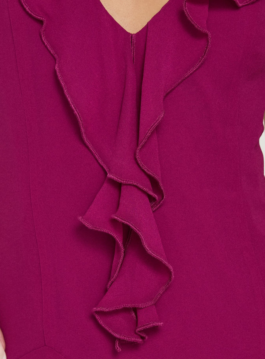 Hey Blondie Ruffle Halter Mini Dress Plum · photo 5