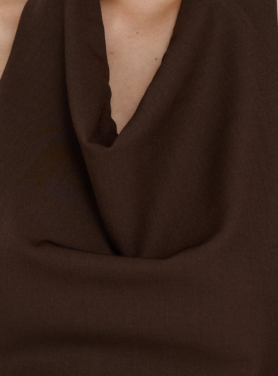 Luena Cowl Neck Belted Mini Dress Brown · photo 6