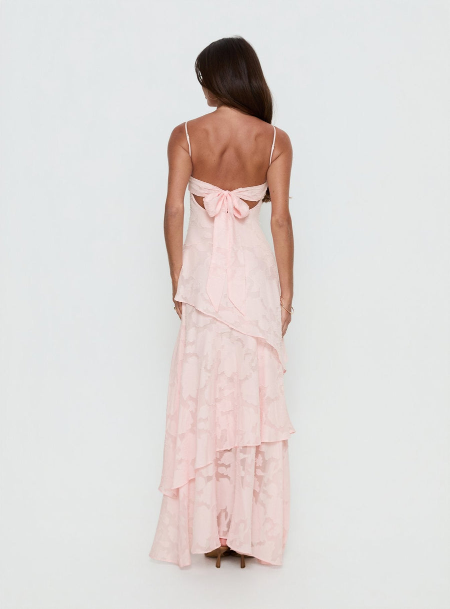 Lyricah Tiered Tie Back Maxi Dress Pink · photo 5