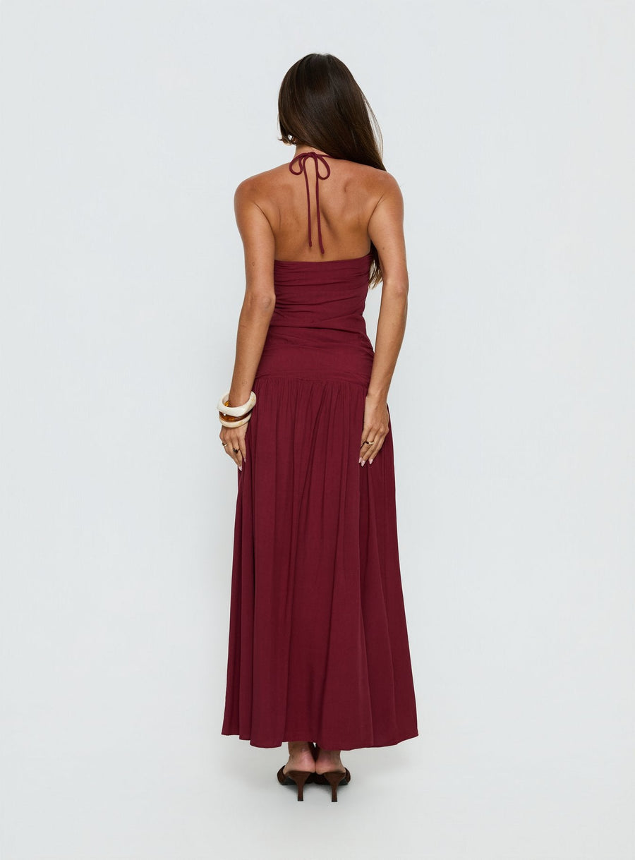 Marguerite Halter Maxi Dress Ruby Wine · photo 4