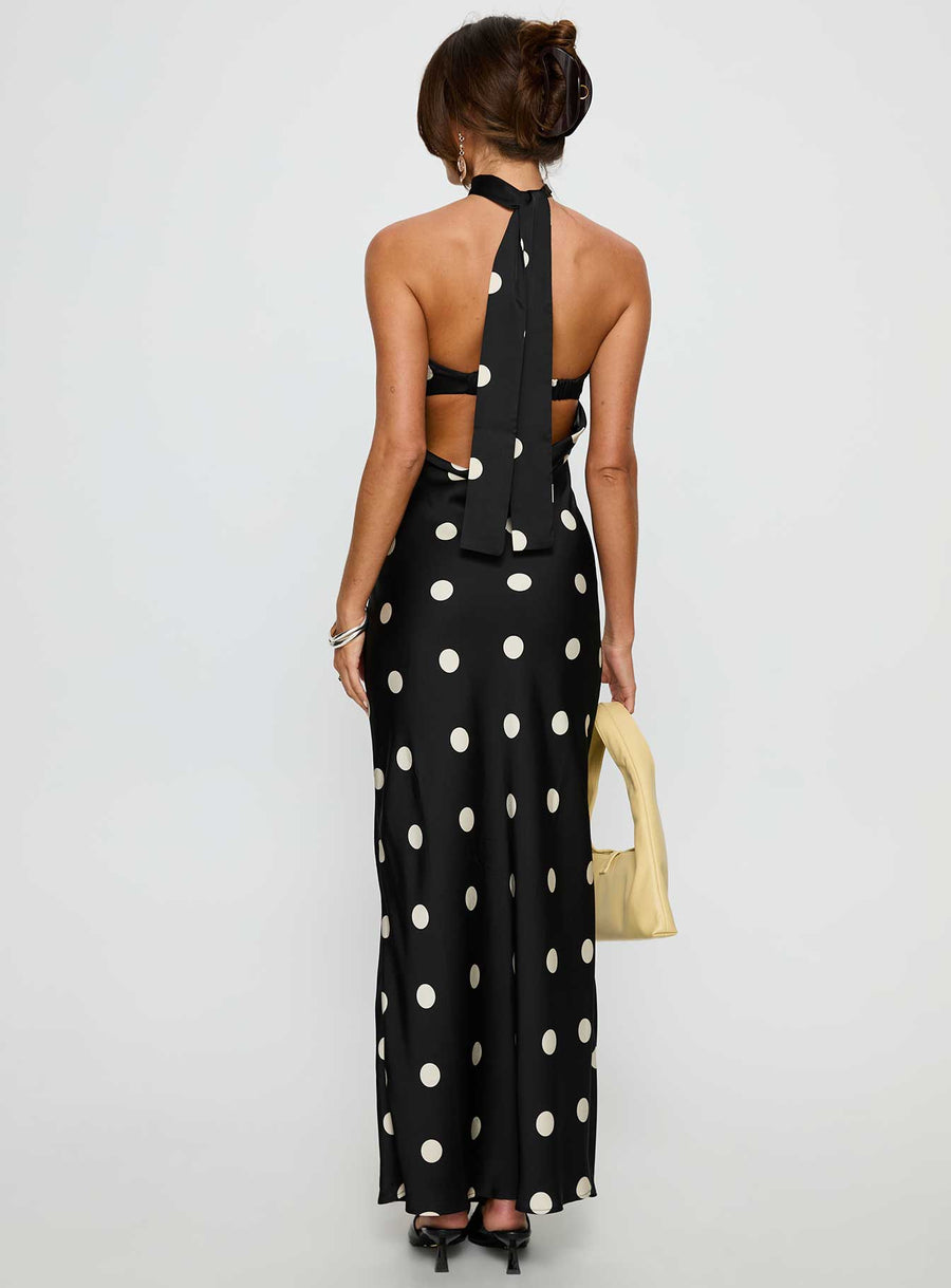 Madilaine Strapless Scarf Maxi Dress Black / Polka Dot · photo 5