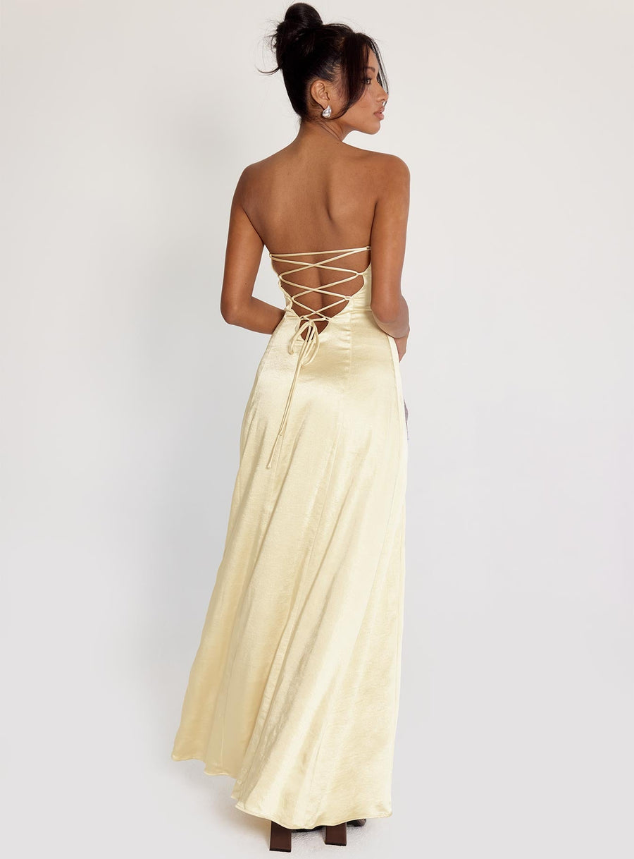 Masterpiece Strapless Maxi Dress Yellow · photo 4