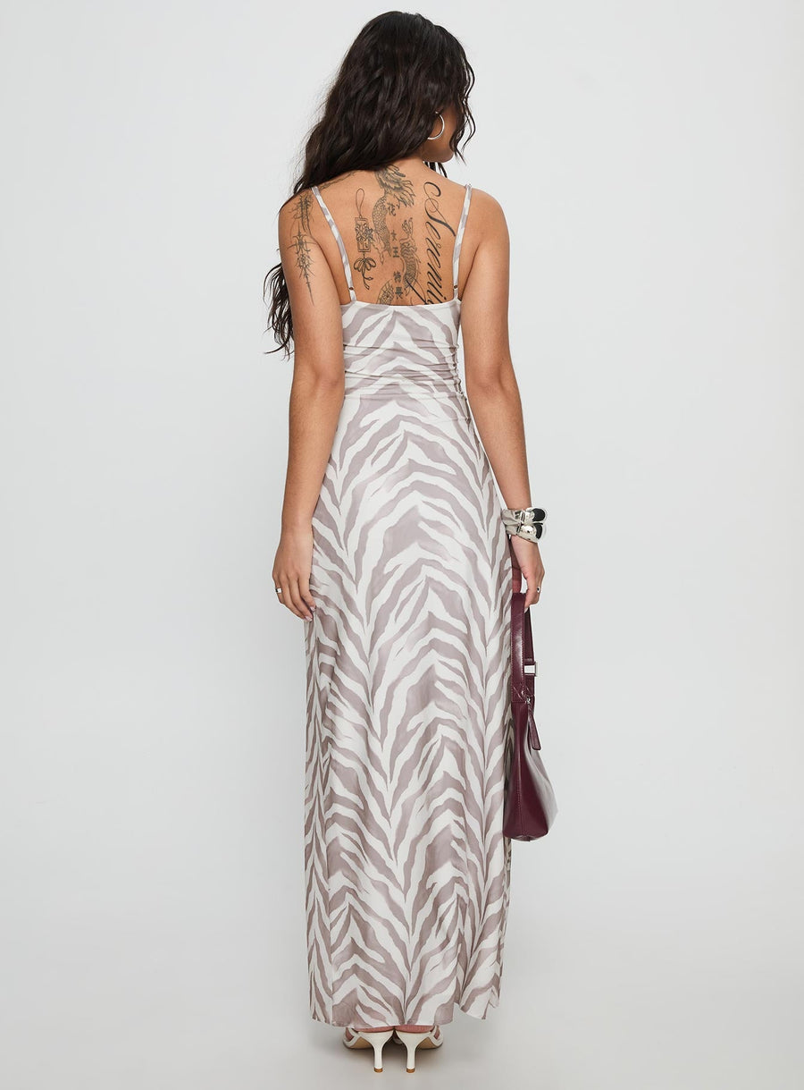 Kierra Mesh Maxi Dress Zebra · photo 5