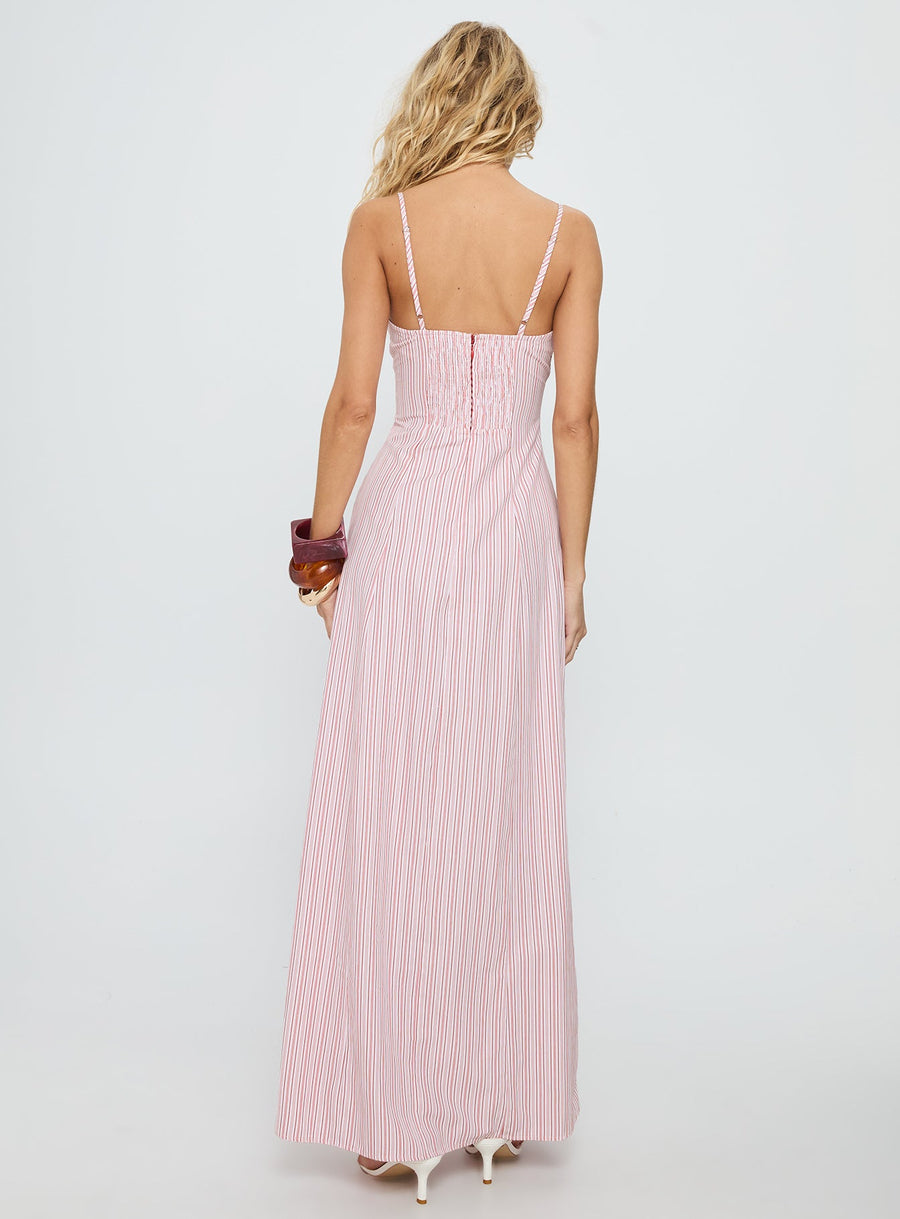 Samiyah Button Down Maxi Dress Red Stripe · photo 4
