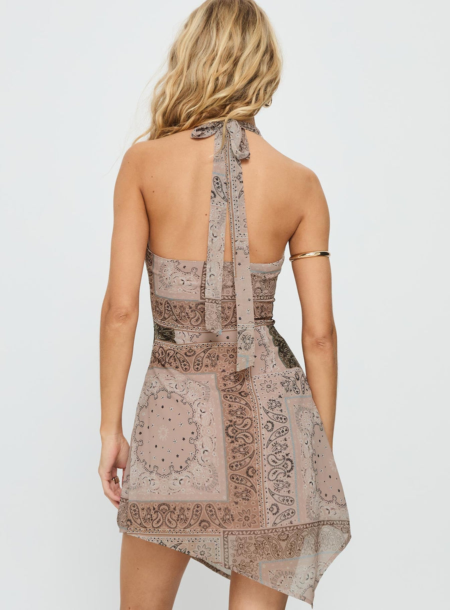 Spartacus Halter Mini Dress Brown / Multi · photo 6