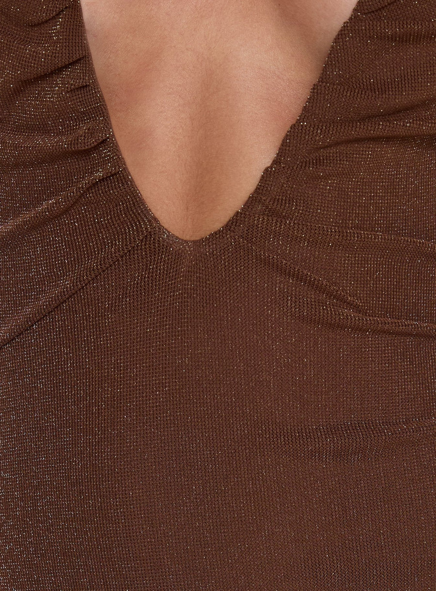 French 75 Plunge Halter Mini Dress Chocolate · photo 5
