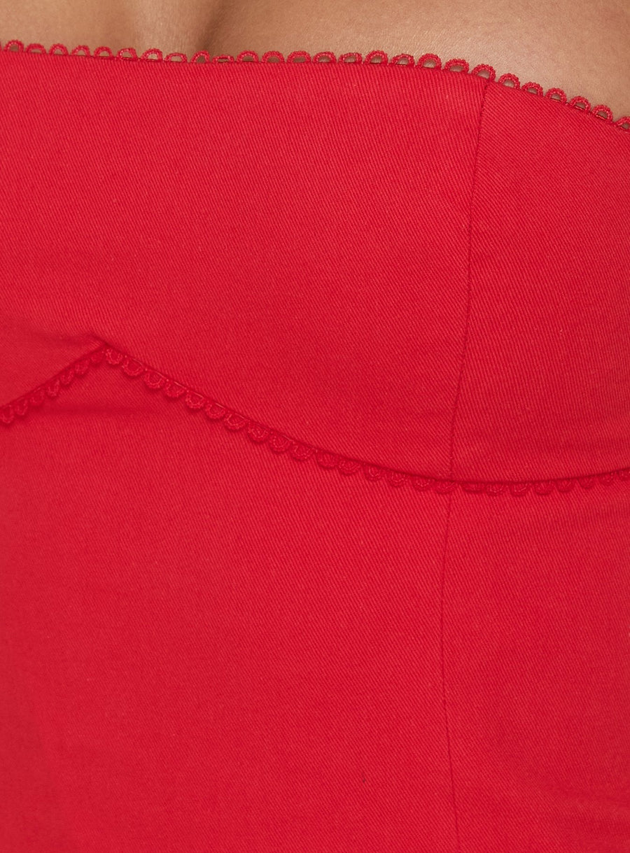 Austina Strapless Drop Waist Mini Dress Red · photo 5