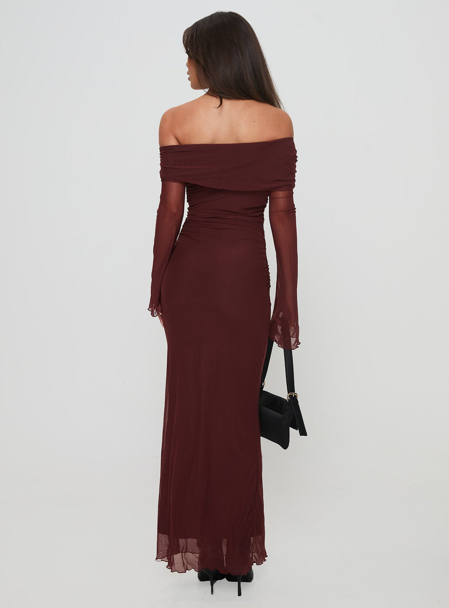 Consideration Long Sleeve Maxi Dress Chocolate · photo 4