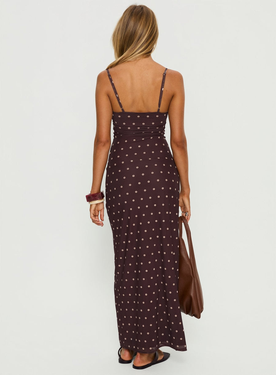 Glass Half Full Mesh Maxi Dress Plum / Pink Polka Dot · photo 5