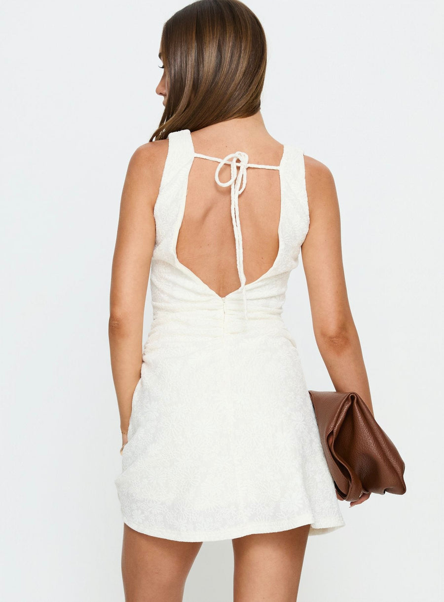 Falling Stars Ruched Mini dress Cream · photo 5