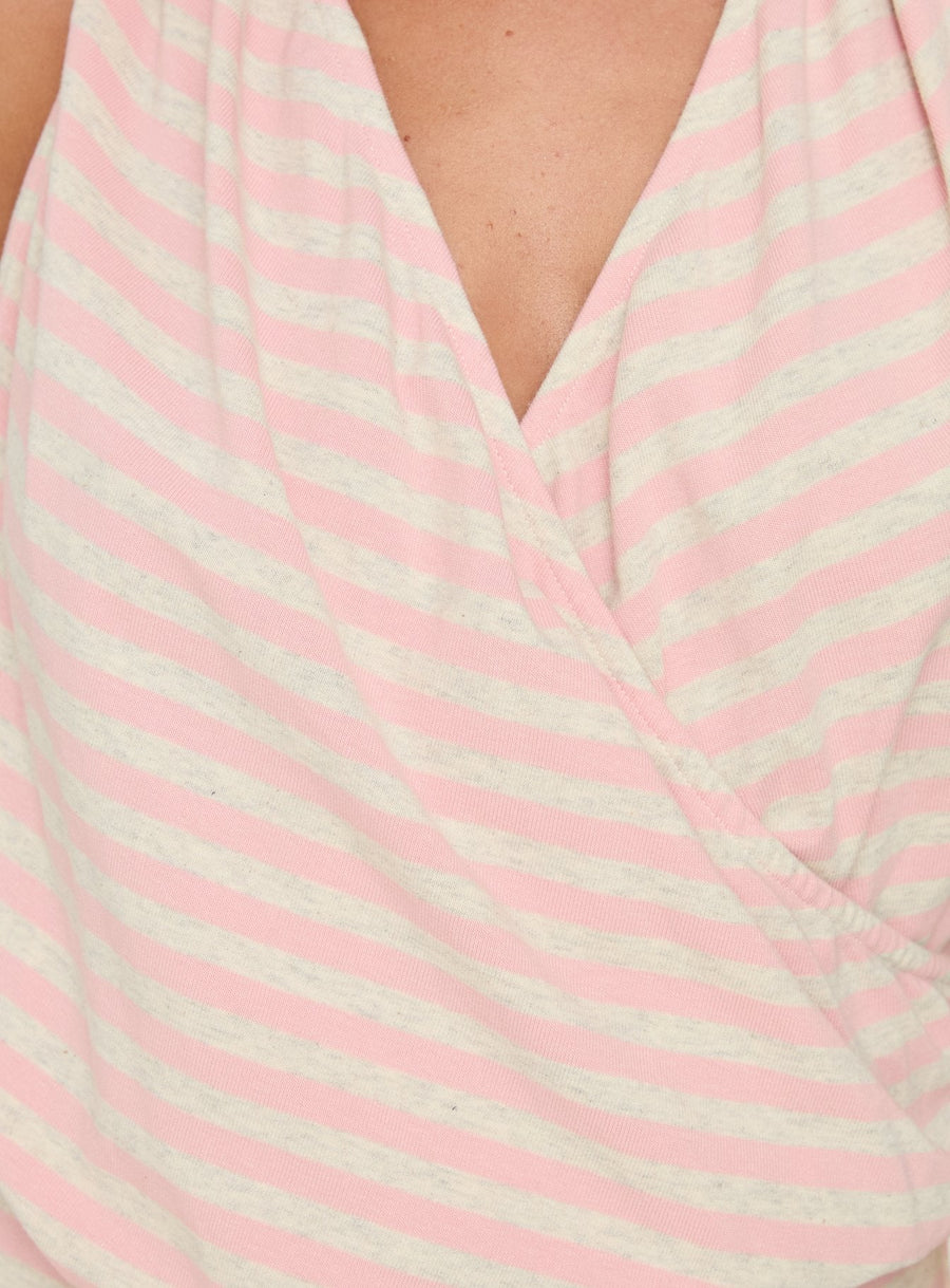 Joelie Halter Draped Mini Dress Pink / Grey Stripe · photo 5