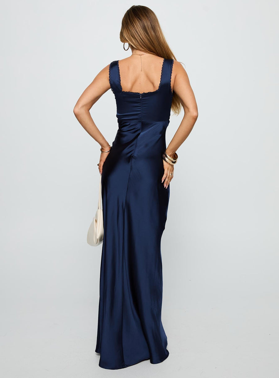Dasha Satin Maxi Dress Navy · photo 4