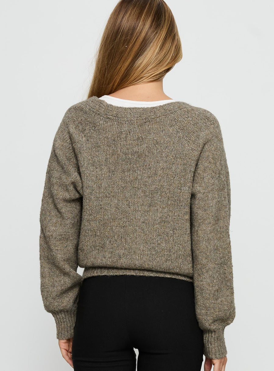 Daelan Wrap Knit Cardigan Brown · photo 4