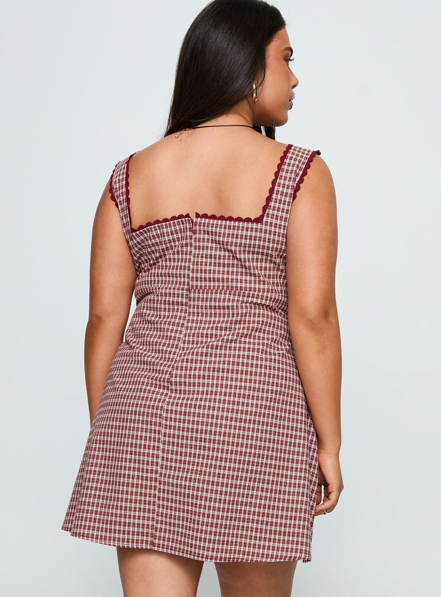 Dasha Mini Dress Red Check Curve · photo 5