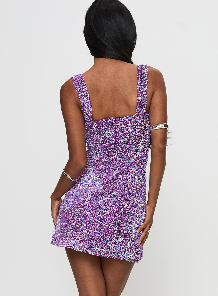 Miss Me Sequin Mini Dress Purple · photo 5