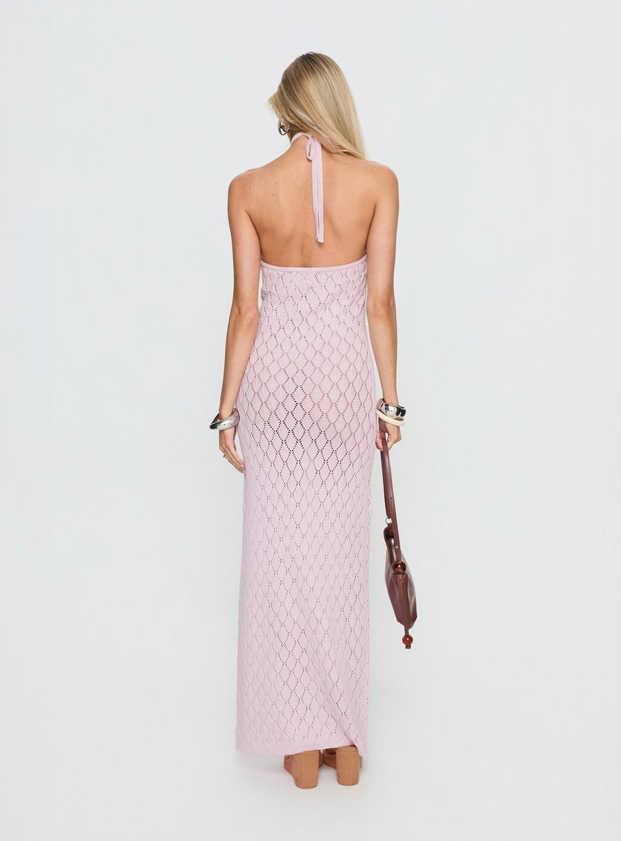 Jorda Halter Crochet Maxi Dress Pink · photo 4