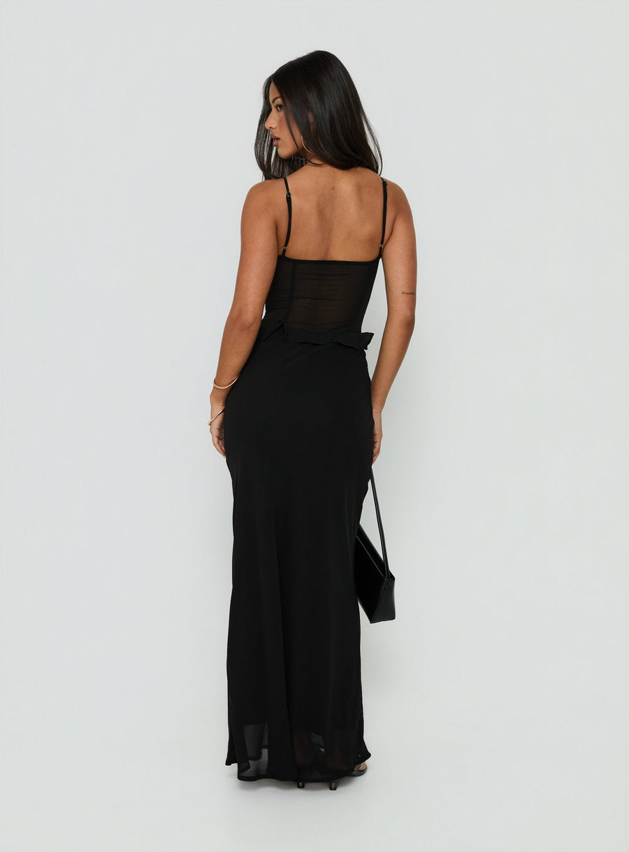 Isamia Frill Cutout Maxi Dress Black · photo 5