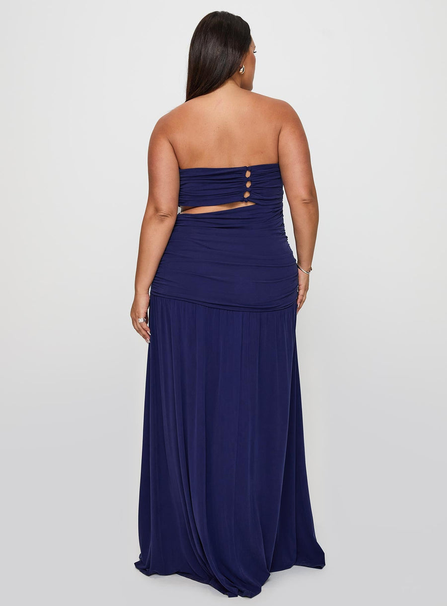 Grandeur Strapless Maxi Dress Navy Curve · photo 5
