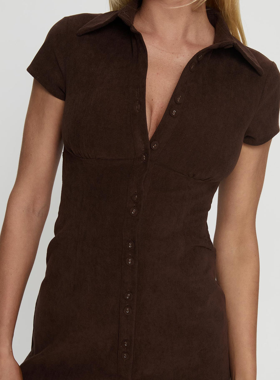 Cottesloe Corduroy Mini Dress Chocolate · photo 6