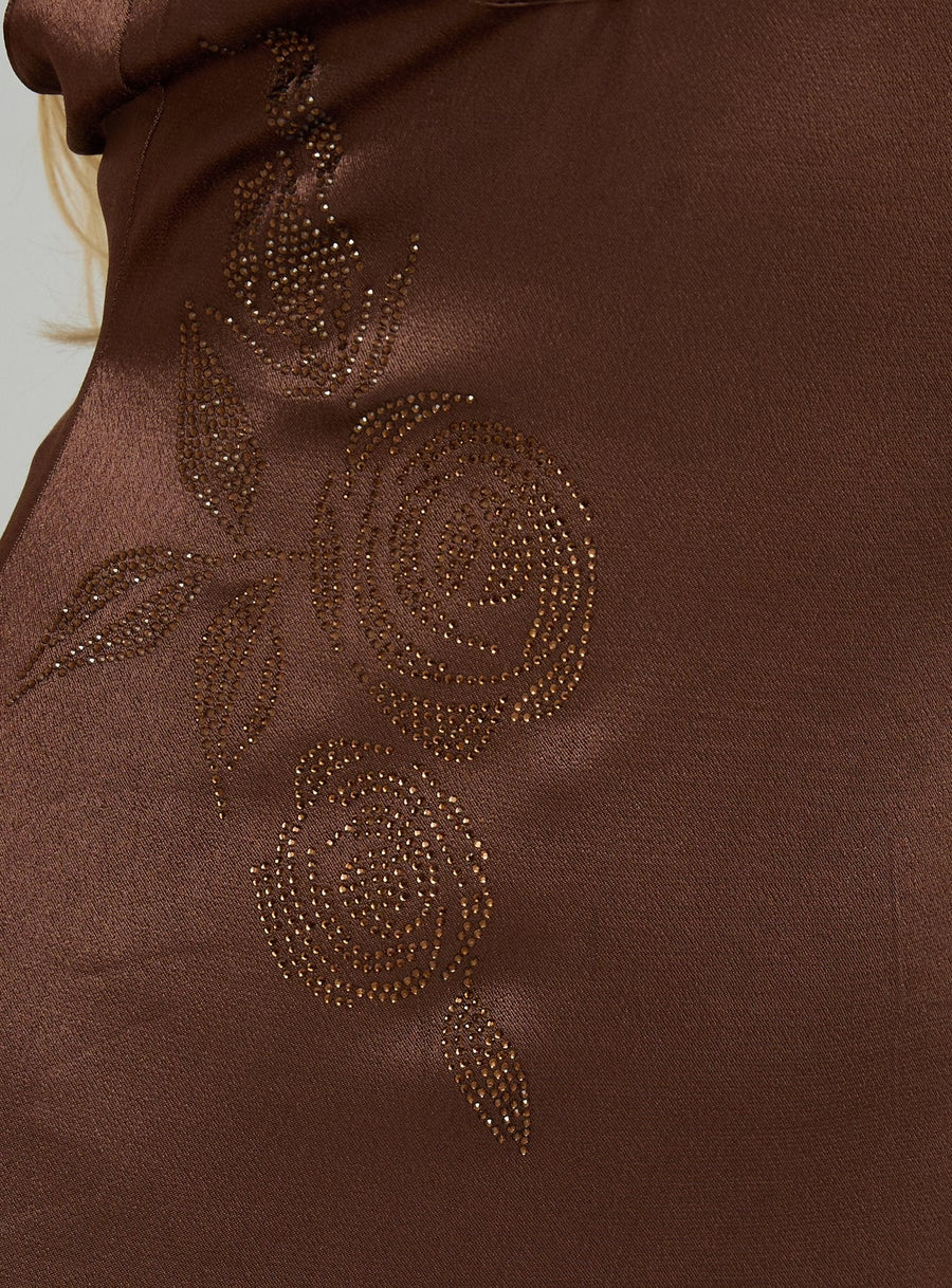 Catch You Up Beaded Mini Dress Brown · photo 6