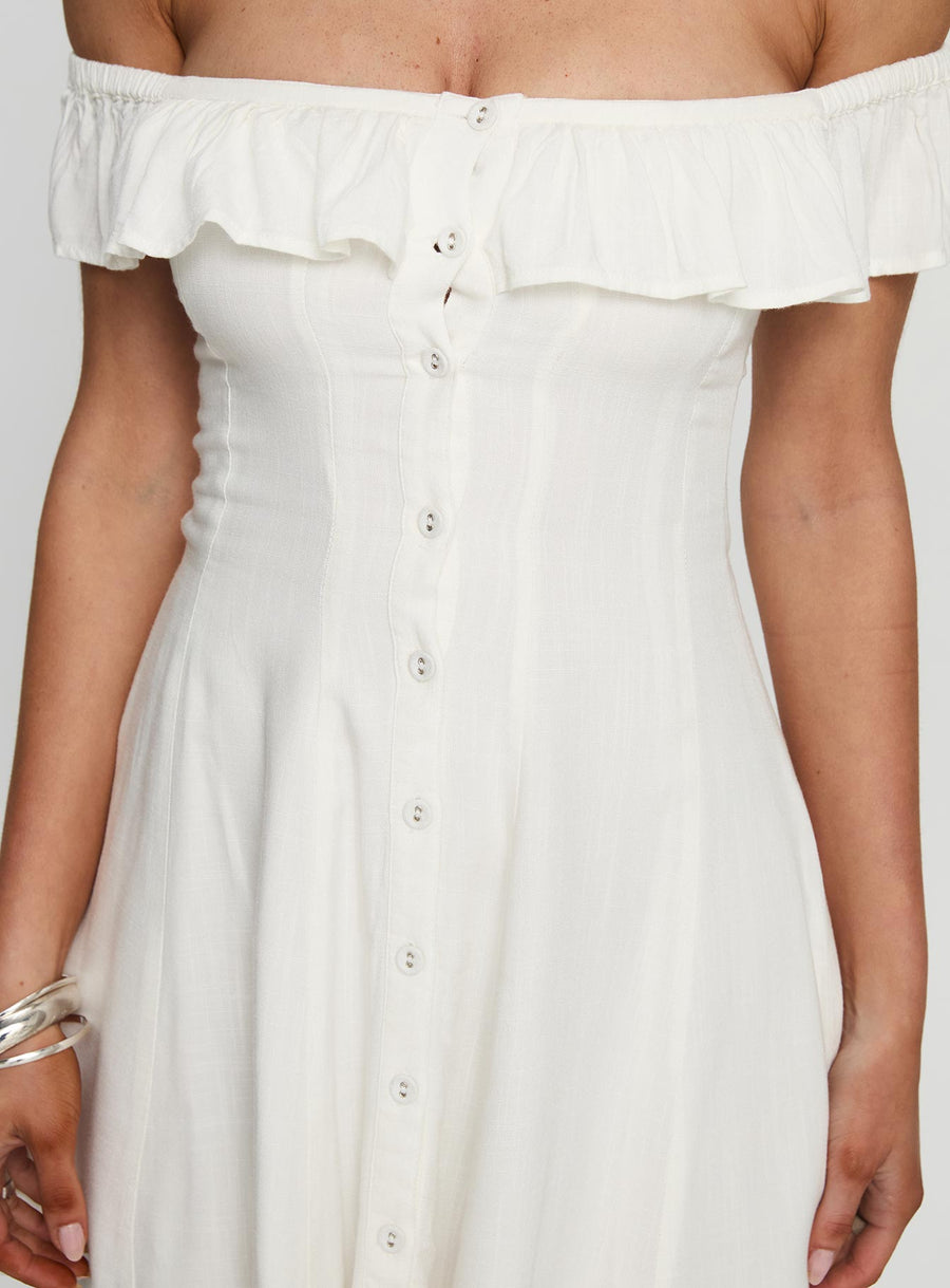 Corail Off Shoulder Frill Mini Dress White · photo 6