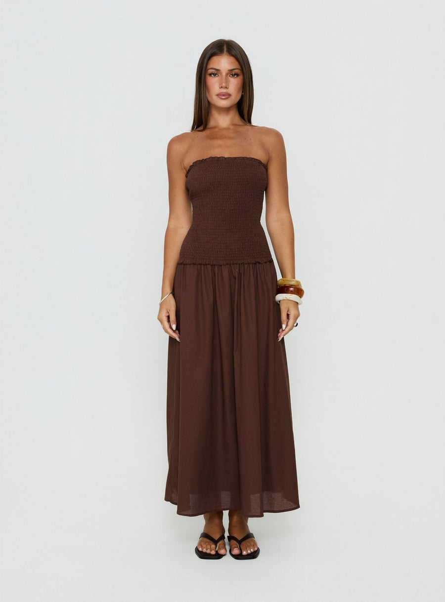 Tinsie Strapless Maxi Dress Chocolate Brown · photo 6