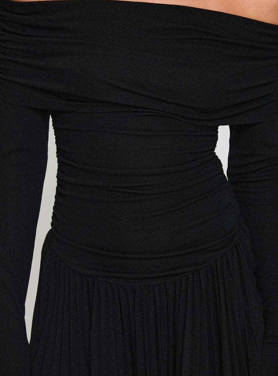 Field Of Dreams Long Sleeve Mini Dress Onyx · photo 6