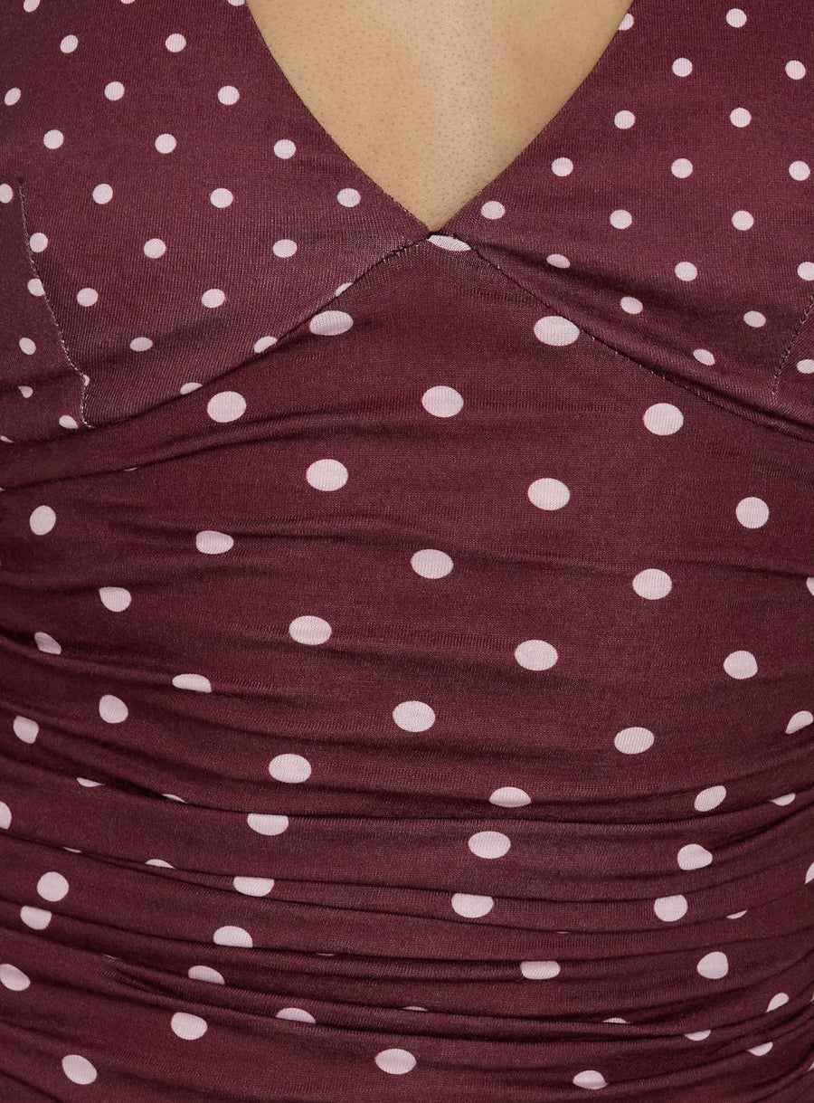 Mariellen Halter Mini Dress Plum Polka Dot · photo 6