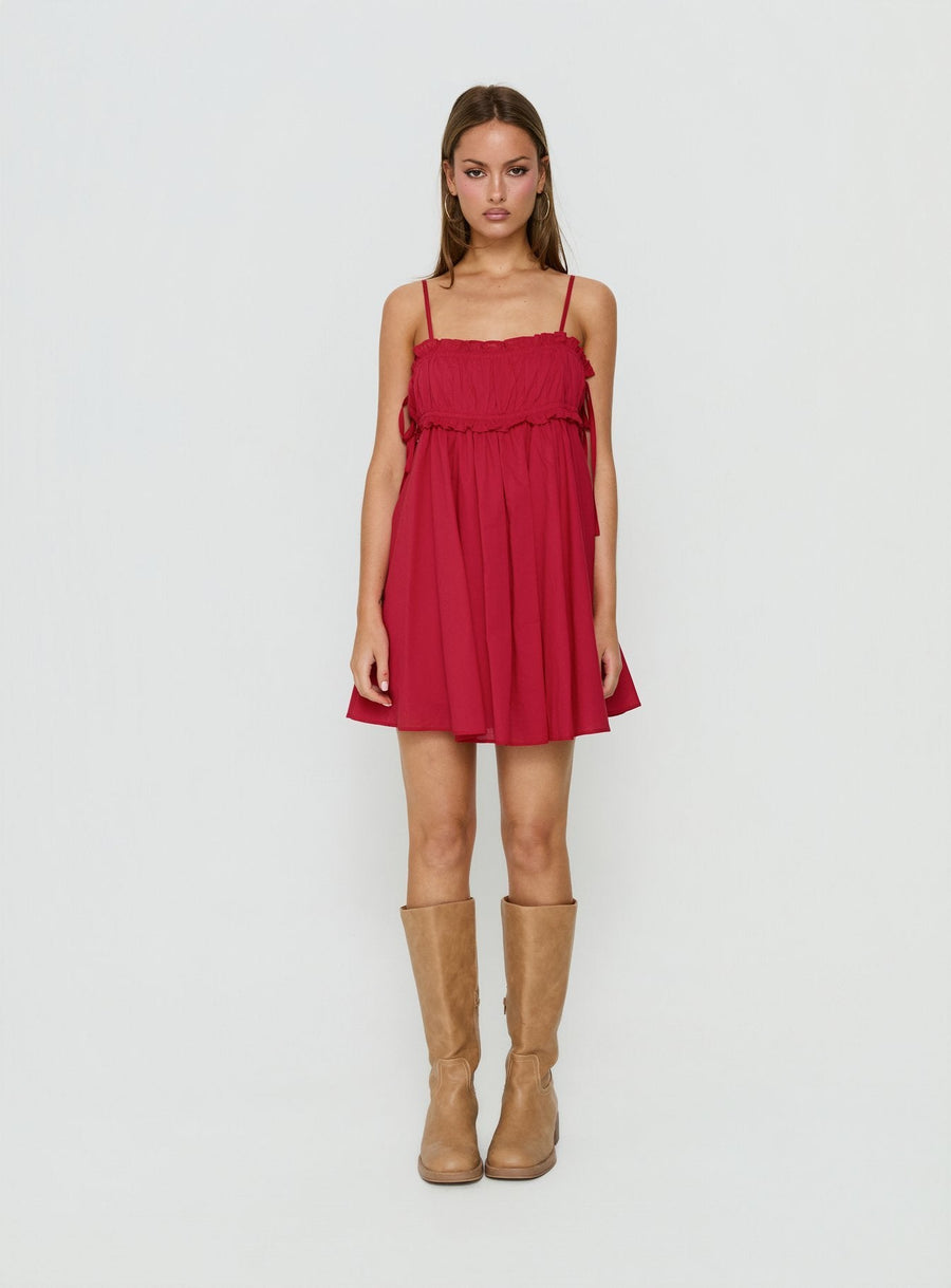 Beya Ruched Bust Mini Dress Red · photo 6