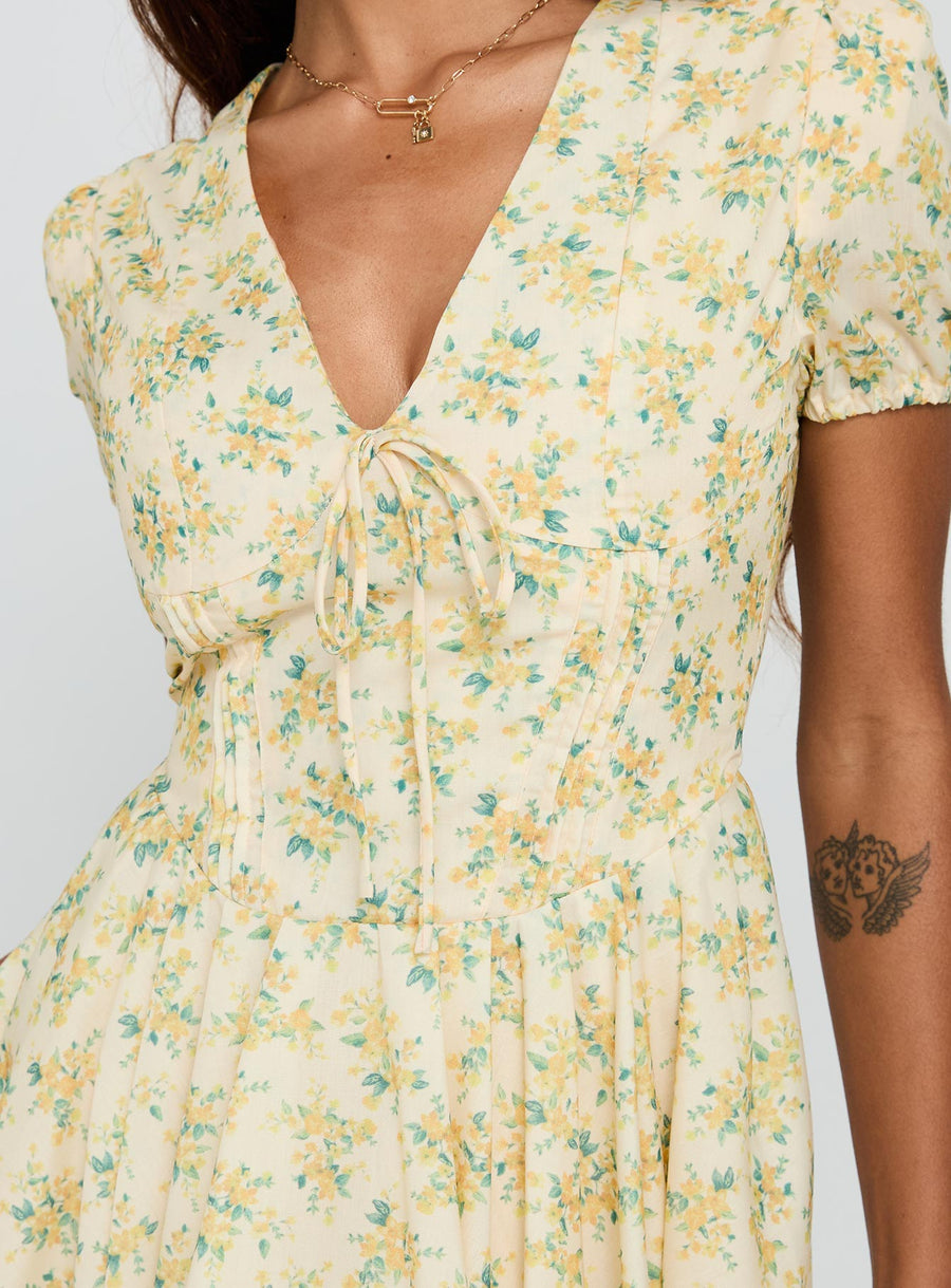Ethelyn Mini Dress Yellow Floral · photo 6