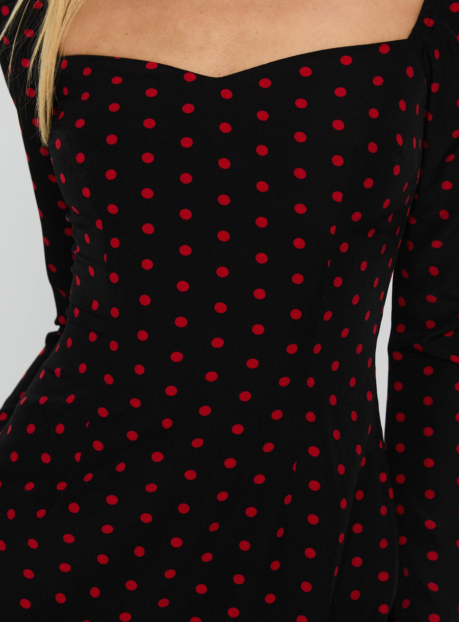 Addisen Long Sleeve Mini Dress Polka Dot · photo 6