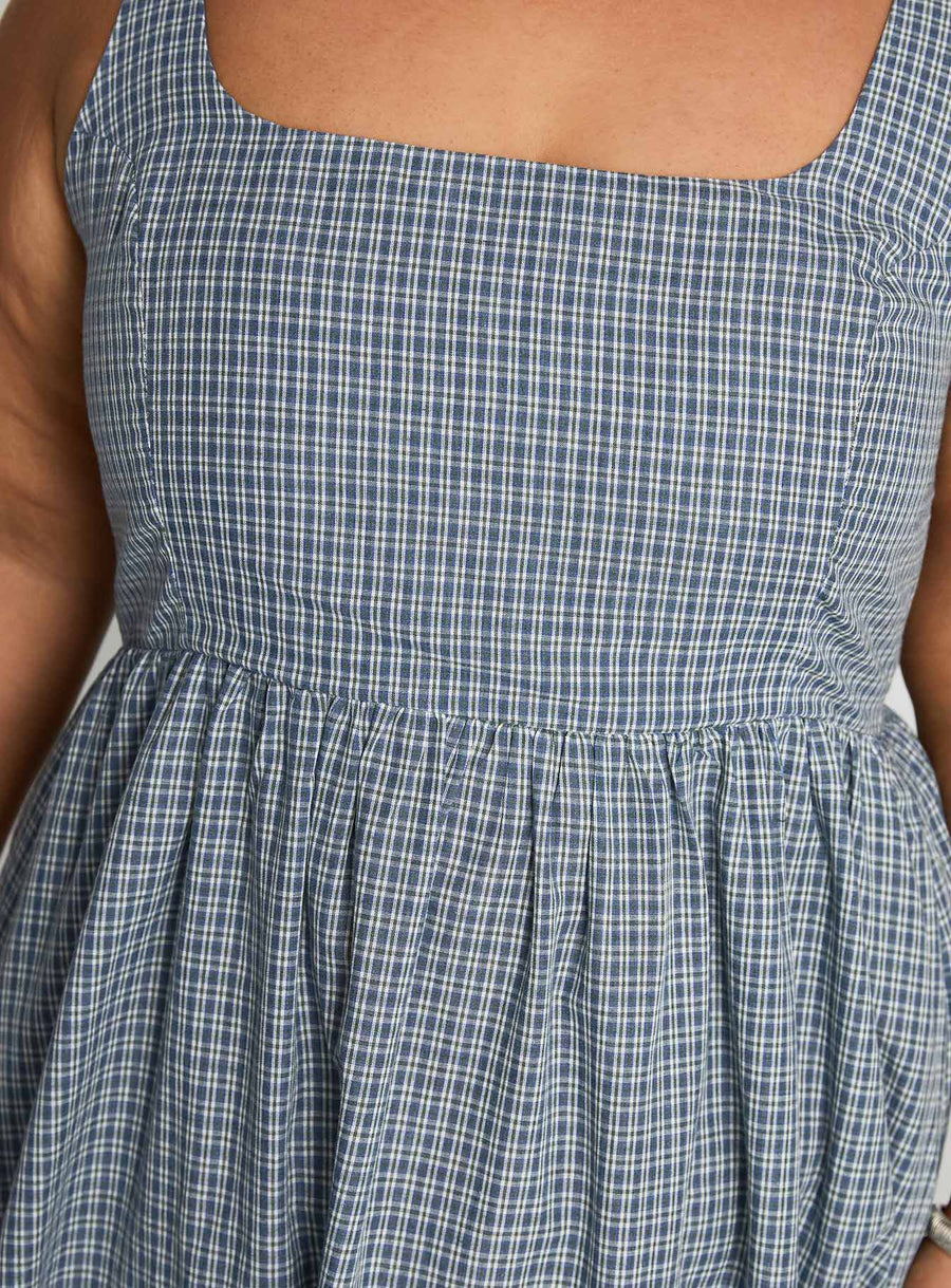 Cartmel Check Maxi Dress Navy Curve · photo 6