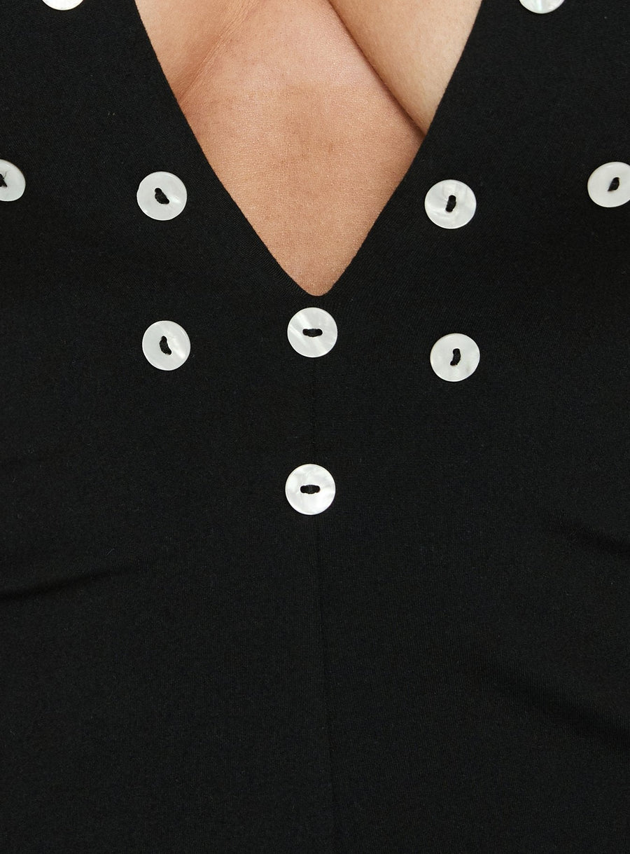 Junette Halter Button Mini Dress Black · photo 6