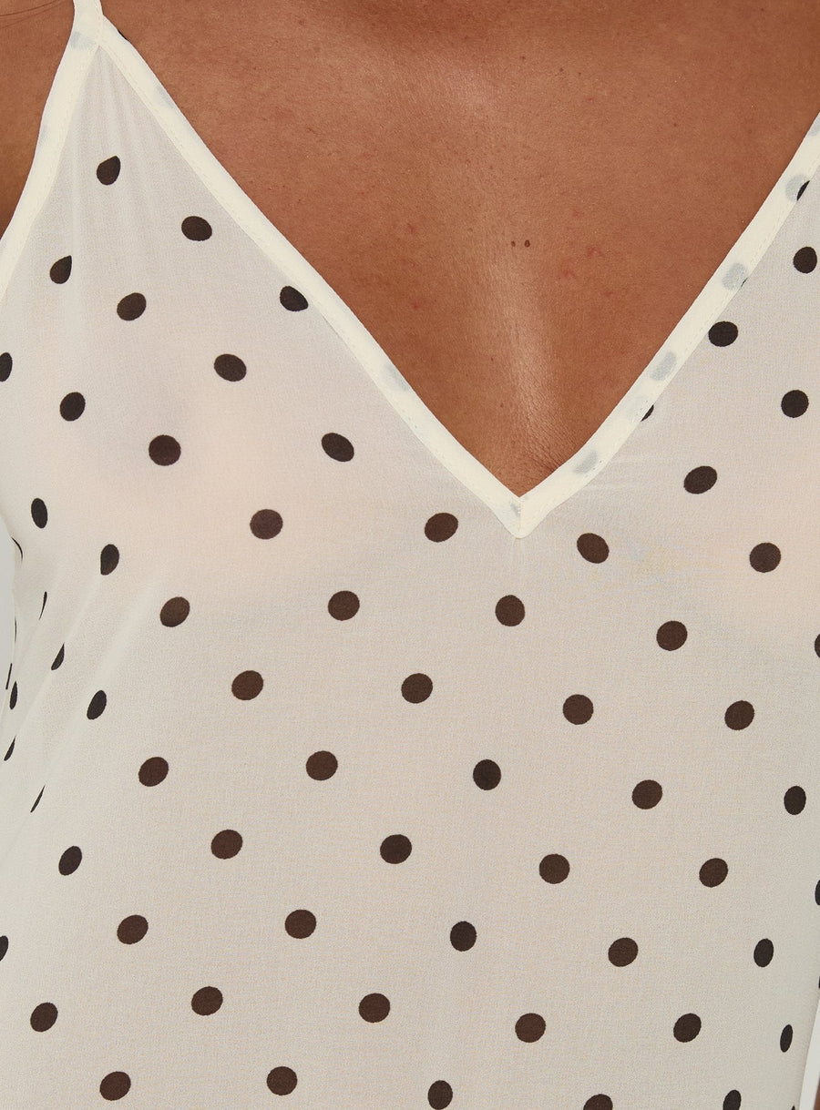 Loulah Sheer Chiffon Maxi Dress Cream Polka Dot · photo 6