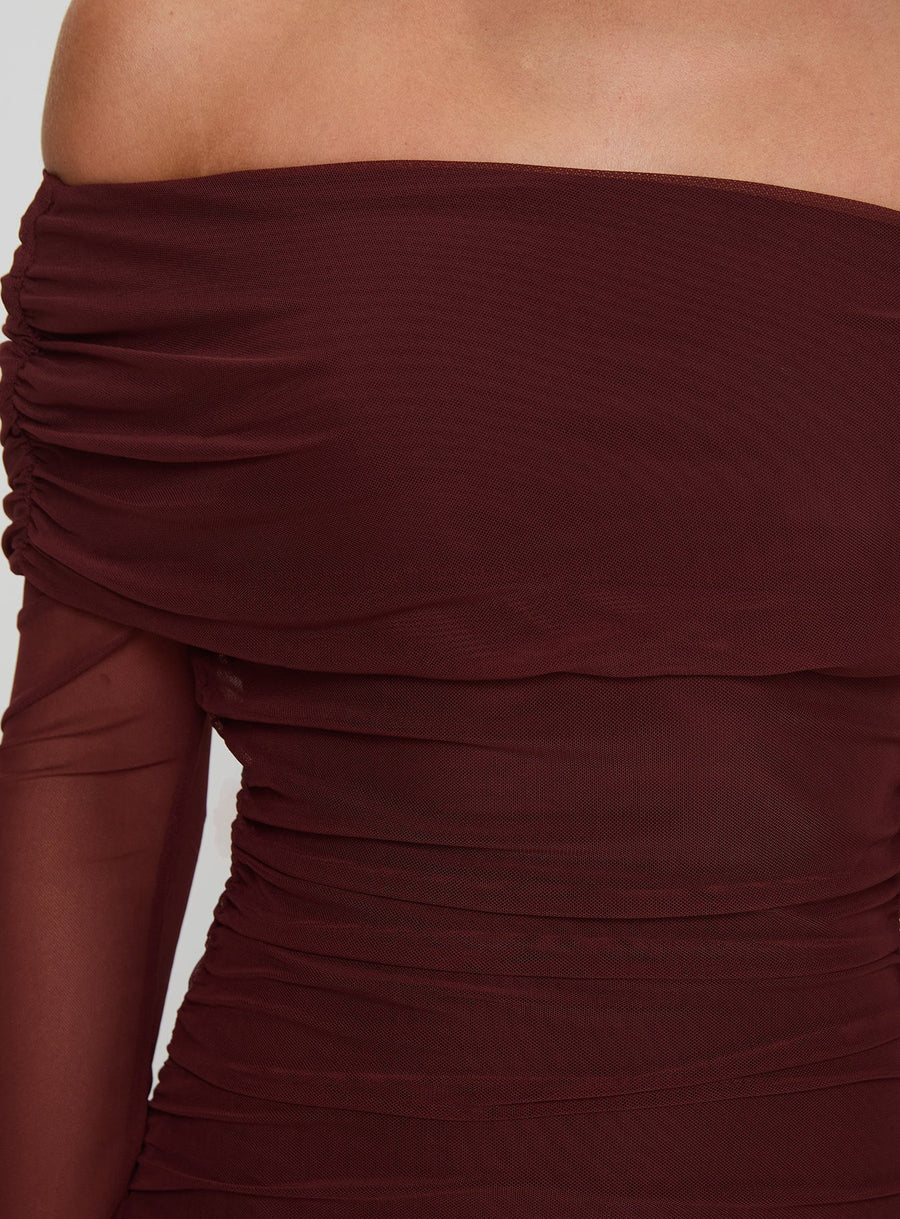 Consideration Long Sleeve Maxi Dress Chocolate · photo 5