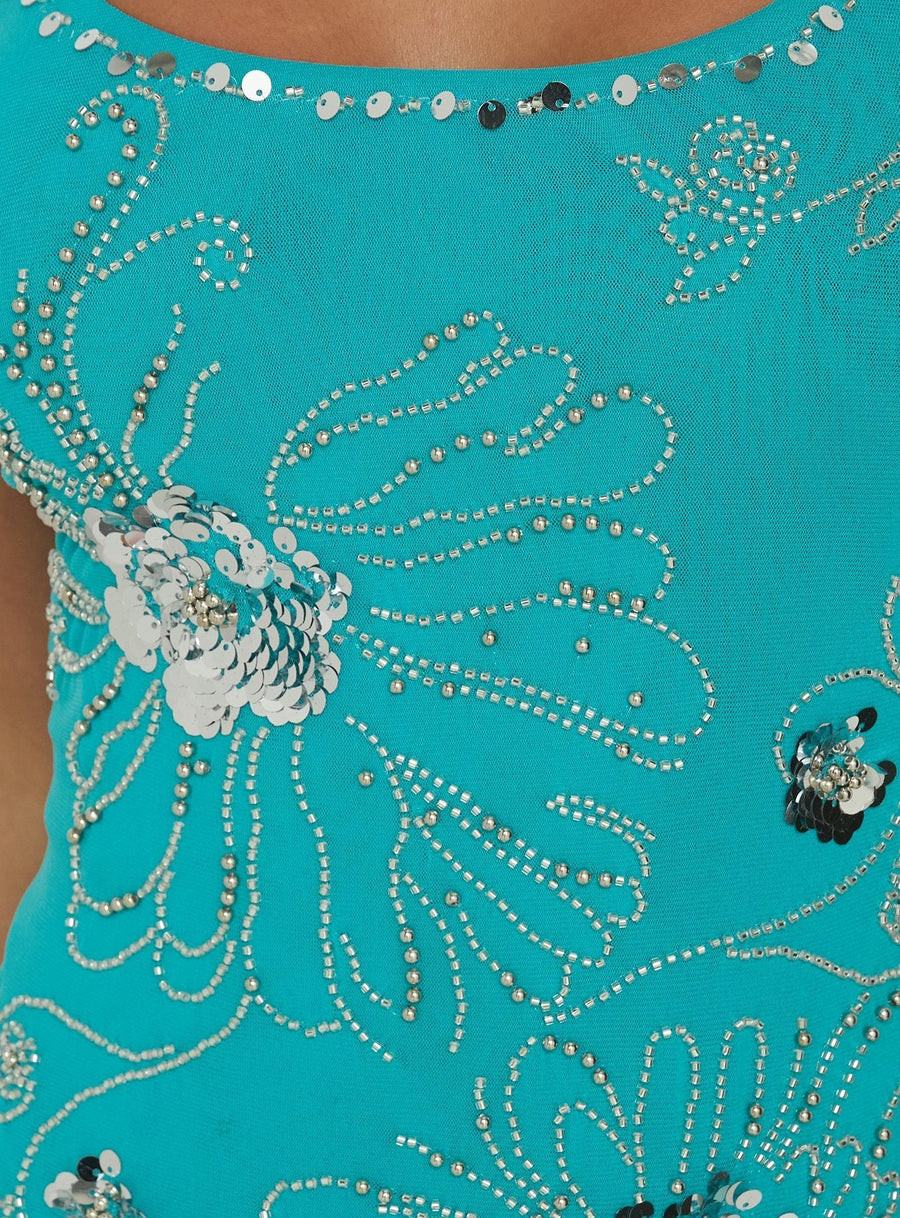 Daphie Beaded Mini Dress Aqua · photo 6