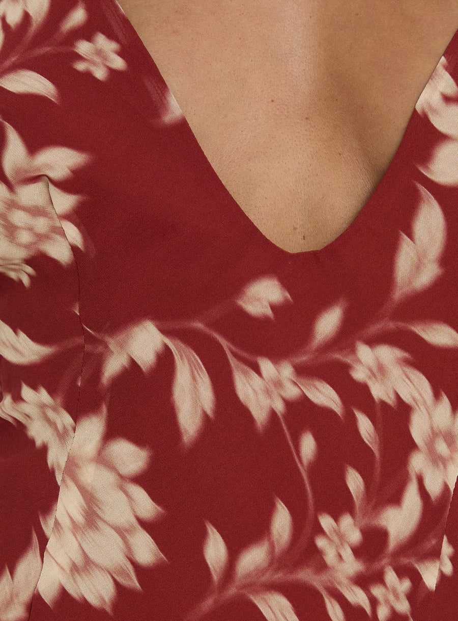 Esmira Halter Mini Dress Burgundy Floral · photo 6