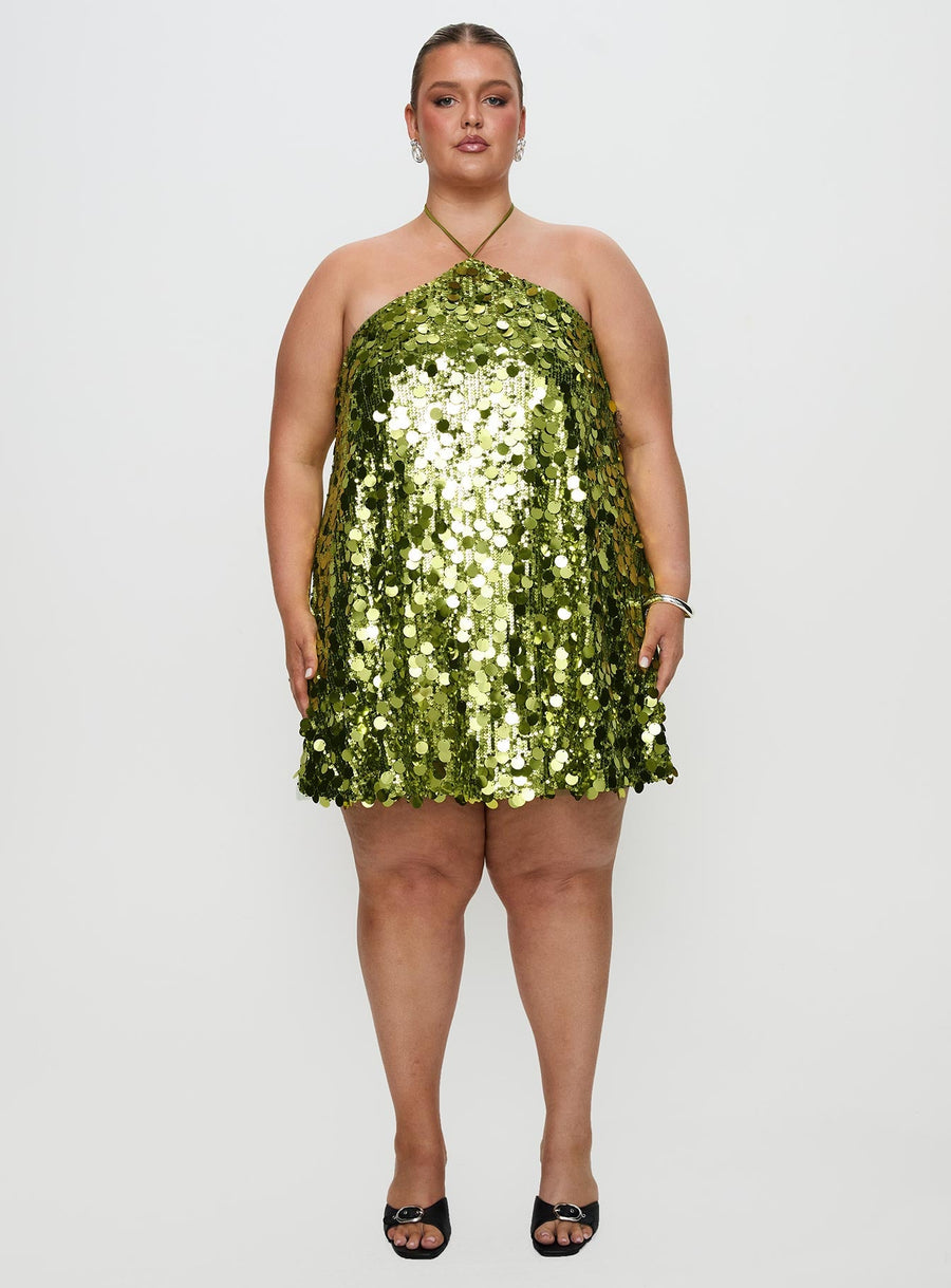 Fluorescents Halter Mini Dress Green Curve · photo 7