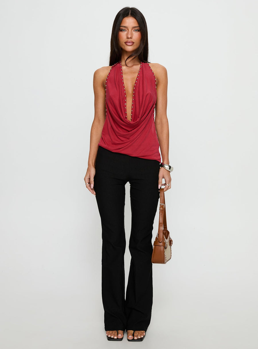 Khoda Studded Halter Top Burgundy · photo 7