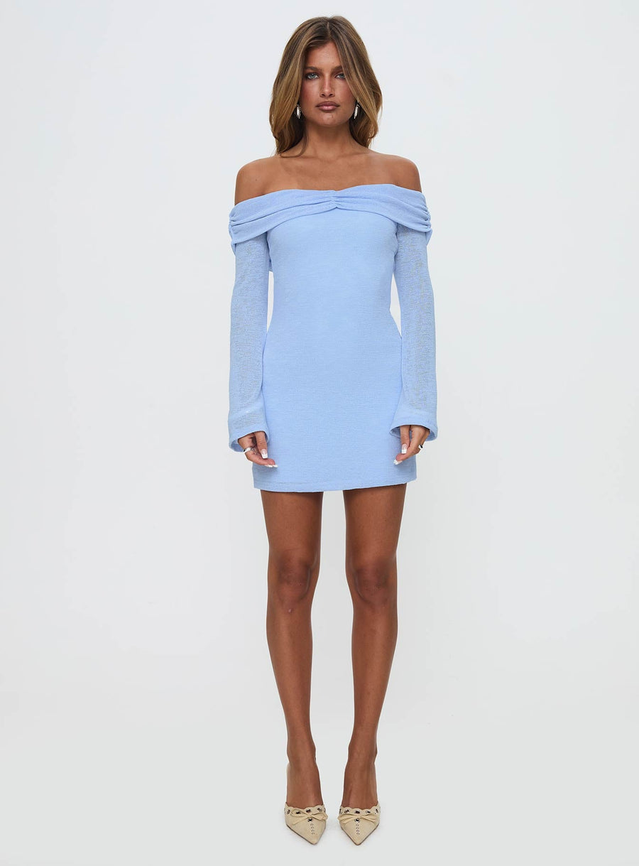 Stellaire Long Sleeve Mini Dress Blue · photo 6