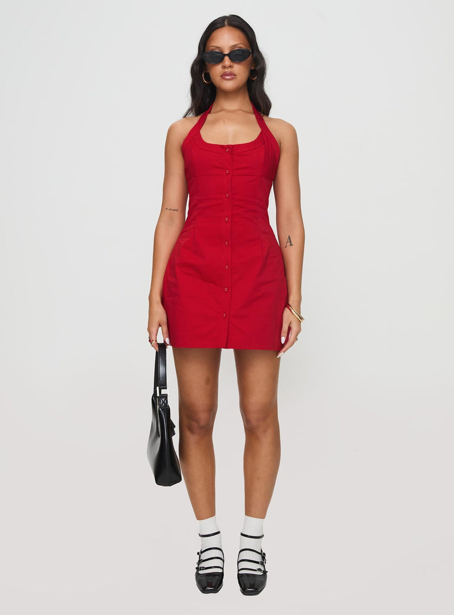 Mallorie Halter Mini Dress Red · photo 9