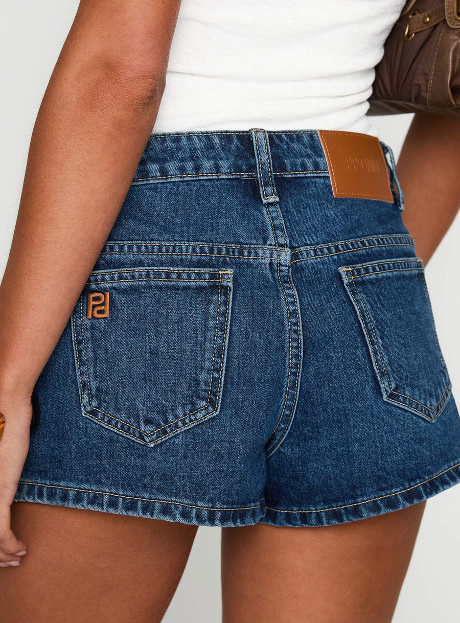 Dreamful Low Rise Mini Denim Shorts Dark Blue Wash · photo 7