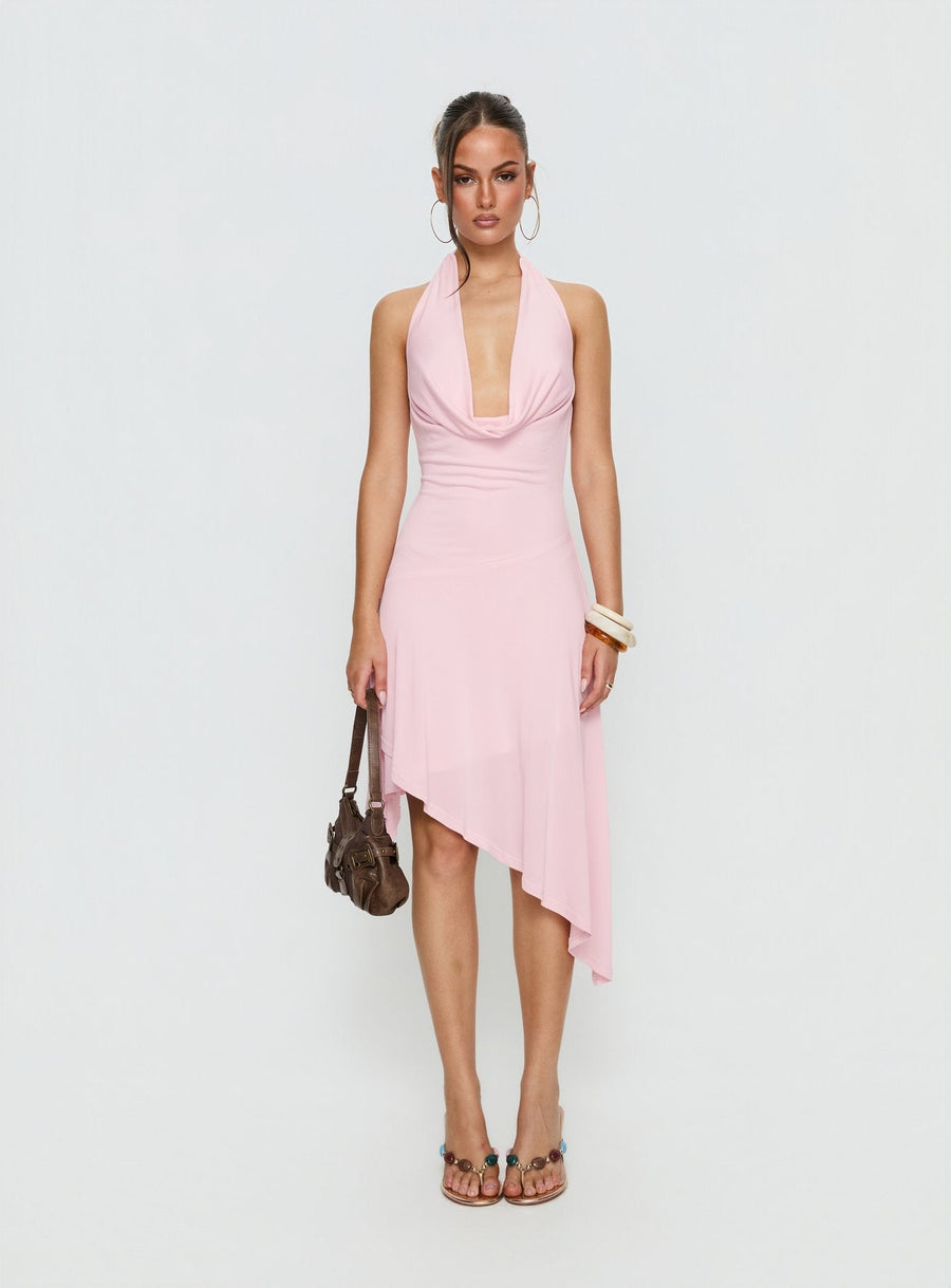 Yesina Halter Jersey Midi Dress Pink · photo 7